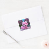 Pink Fox Vierkante Sticker (Envelop)