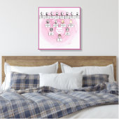 Pink Fractal Heart Design Oval Photos Family Tree  Canvas Afdruk (Insitu (Slaapkamer))