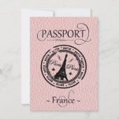Pink France Passport Party Invite Save The Date (Voorkant)