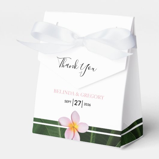 Pink Frangipani Plumeria Wedding Bedankdoosjes (Voorkant Zijde)