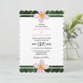 Pink Frangipani Plumeria Wedding Invitations Kaart (Staand voorkant)