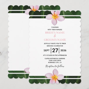 Pink Frangipani Plumeria Wedding Invitations Kaart