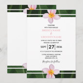 Pink Frangipani Plumeria Wedding Invitations Kaart (Voorkant / Achterkant)