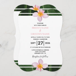 Pink Frangipani Plumeria Wedding Invitations Kaart