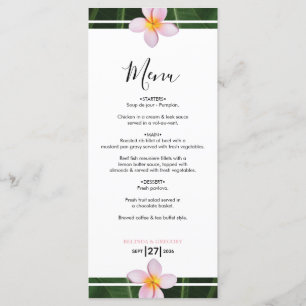 Pink Frangipani Plumeria Wedding Menu