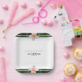 Pink Frangipani Plumeria Wedding Papieren Bordje (Feest)