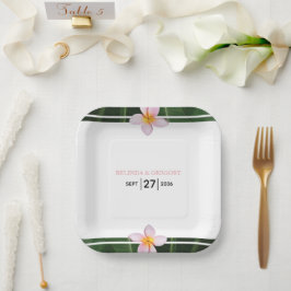 Pink Frangipani Plumeria Wedding Papieren Bordje