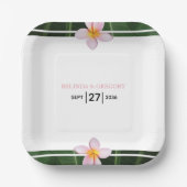 Pink Frangipani Plumeria Wedding Papieren Bordje (Voorkant)