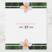 Pink Frangipani Plumeria Wedding Wijn Etiket (Enkel label)