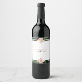 Pink Frangipani Plumeria Wedding Wijn Etiket