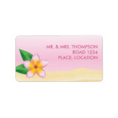 Pink Frangipani Tropical Flower Beach Wedding Etiket (Voorkant)