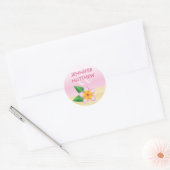 Pink Frangipani Tropical Flower Summer Weddenschap Ronde Sticker (Envelop)