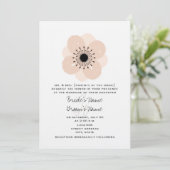 Pink French Anemone Wedding Invitation Kaart (Staand voorkant)