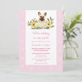 Pink French Bulldog Dog Baby shower Invitation Kaart (Staand voorkant)