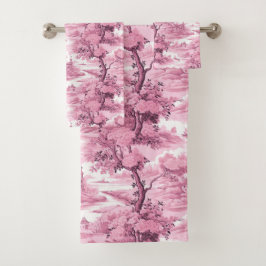 Pink French Country Tree Bad Handdoek