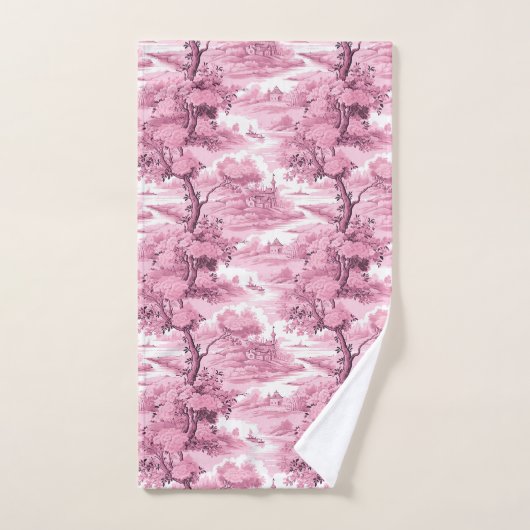 Pink French Country Tree Bad Handdoek (Handdoek)