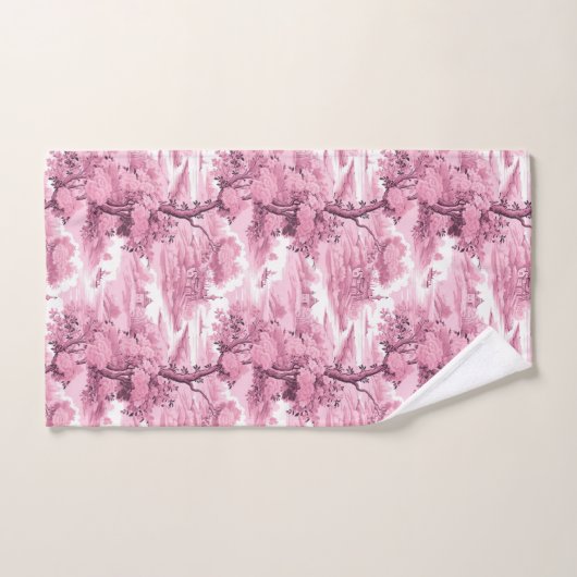 Pink French Country Tree Bad Handdoek (Handdoek)