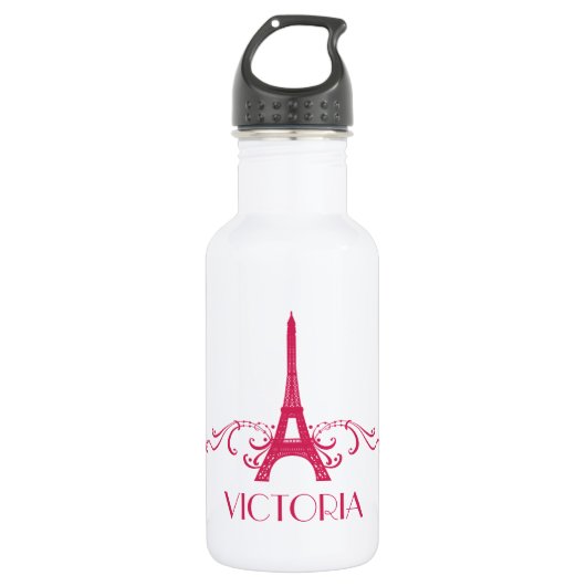 Pink French Flourish Waterfles (Voorkant)