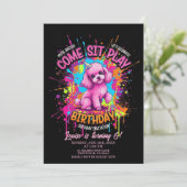 Pink French Poodle Come Sit Play Birthday  Kaart (Staand voorkant)