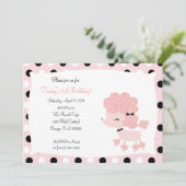 PINK FRENCH POODLE Ooh la 5x7 Birthday Kaart (Staand voorkant)