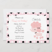 PINK FRENCH POODLE Ooh la 5x7 Birthday Kaart (Voorkant)