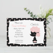 PINK FRENCH POODLE Ooh la 5x7 Birthday Kaart (Staand voorkant)