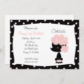 PINK FRENCH POODLE Ooh la 5x7 Birthday Kaart (Voorkant / Achterkant)