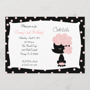 PINK FRENCH POODLE Ooh la 5x7 Birthday Kaart