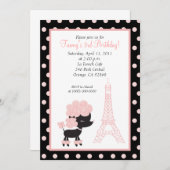 PINK FRENCH POODLE Ooh la 5x7 Birthday Kaart (Voorkant / Achterkant)