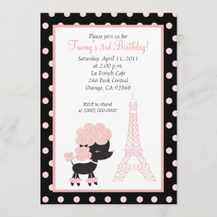 PINK FRENCH POODLE Ooh la 5x7 Birthday Kaart