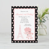 PINK FRENCH POODLE Ooh la 5x7 Birthday Kaart (Staand voorkant)