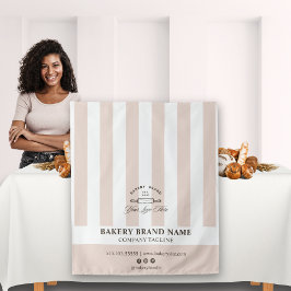 Pink French Stripes Bakery Logo Table Runner  Wandkleed
