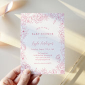 PINK FRENCH TOILE Baby shower Invitation Kaart
