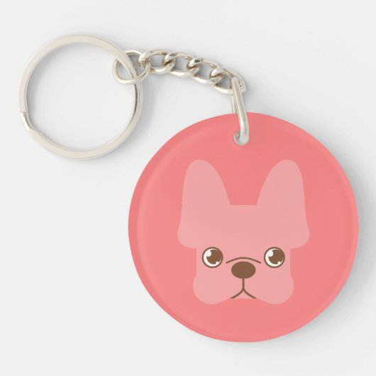 Pink Frenchie Sleutelhanger (Voorkant)