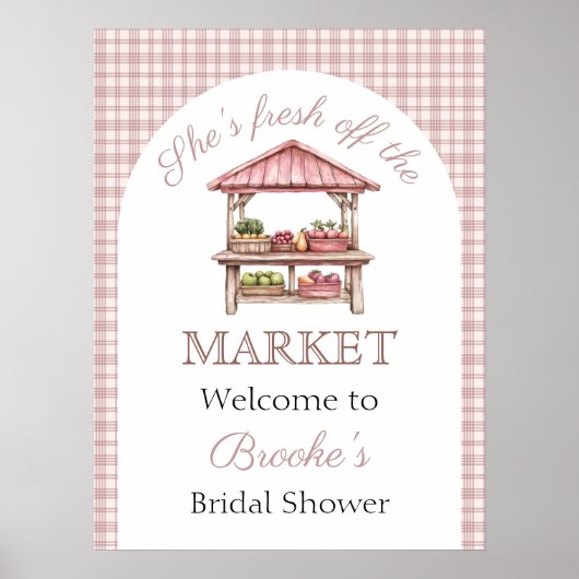 Pink Fresh off the market country Bridal Shower Poster (Voorkant)