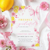 Pink Freshly Graduated Invitation Kaart