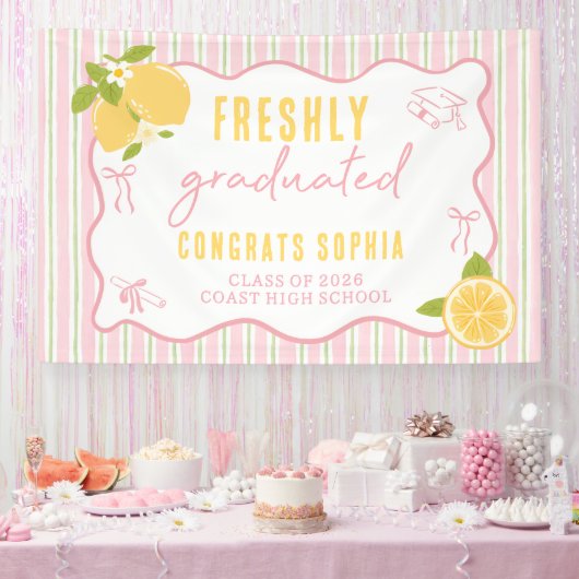 Pink Freshly Graduated Lemon Banner (Feest)