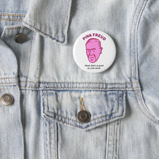 Pink Freud Funny Music Psychology Pun Button Pin (In situ)