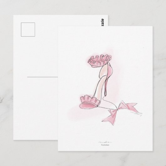 Pink Frilled High Heels Illustration Briefkaart (Voorkant / Achterkant)