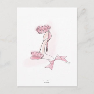 Pink Frilled High Heels Illustration Briefkaart