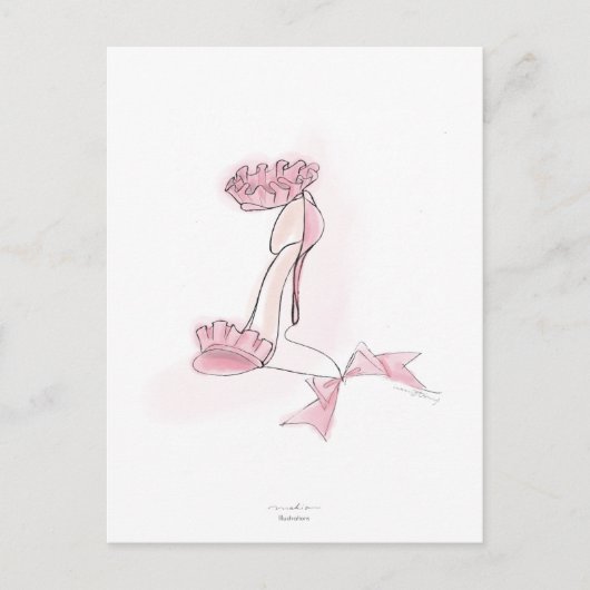 Pink Frilled High Heels Illustration Briefkaart (Voorkant)