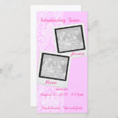 Pink Frilly Lace Twin Fotoaankondiging Kaarten (Voorkant / Achterkant)