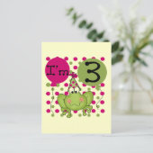 Pink Frog 3e verjaardag Tshirts en geschenken Briefkaart (Staand voorkant)