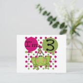 Pink Frog 3e verjaardag Tshirts en geschenken Briefkaart (Staand voorkant)