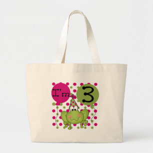 Pink Frog 3e verjaardag Tshirts en geschenken Grote Tote Bag