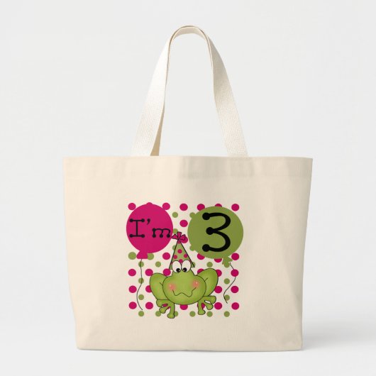 Pink Frog 3e verjaardag Tshirts en geschenken Grote Tote Bag (Voorkant)