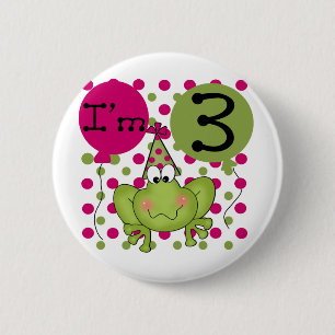 Pink Frog 3e verjaardag Tshirts en geschenken Ronde Button 5,7 Cm