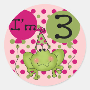 Pink Frog 3e verjaardag Tshirts en geschenken Ronde Sticker