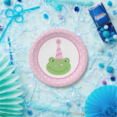 Pink Frog Girl Birthday Party Papieren Bordje (Feest)