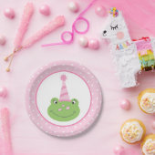 Pink Frog Girl Birthday Party Papieren Bordje (Feest)